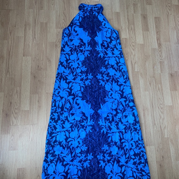 EUC Lilly Pulitzer Blue Donita Floral Halter  Maxi Dress Size 14 - Picture 7 of 8
